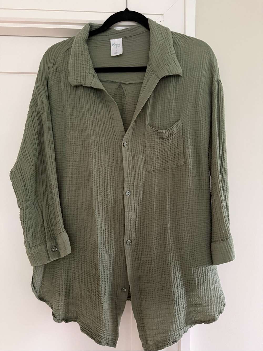Kona Sol Soft Olive Gauze Button-Down Shirt